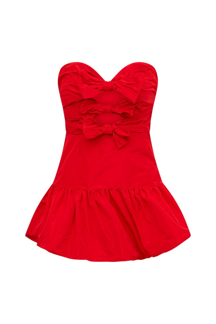 Woodlow Bow Mini Dress - RED - Image 7