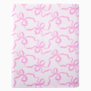Cotton Bath Towel in Bow Print- PINK BONNET