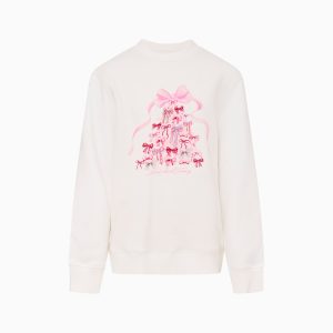 Little Girls Merrily Christmas Bow Fleece Pullover