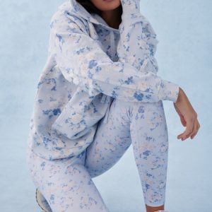 Nacova Floral Cotton Hoodie - WHISPER BLUE